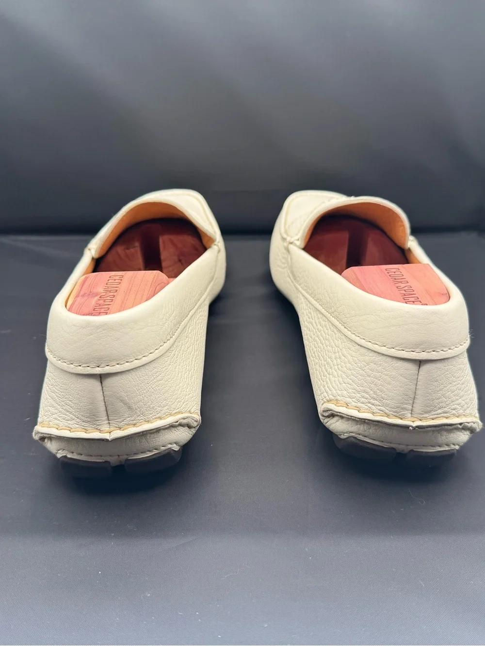 Prada Off White Grained Leather Driving Loafers Shoes 10